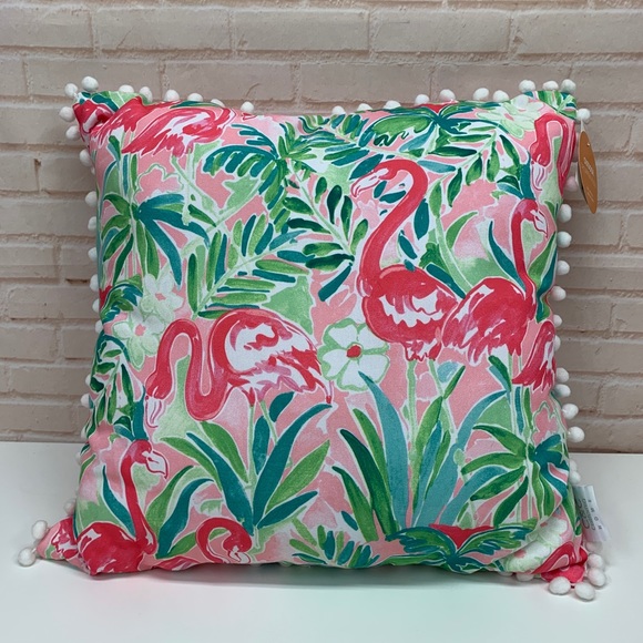 Other - Flamingo & Palm Tree Indoor Outdoor Pillow NEW
